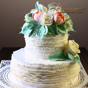 Свадебный торт "Розы в кружевах" №  191 С