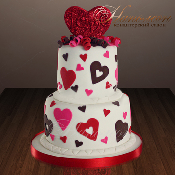 Свадебный торт с сердцами №  211 С