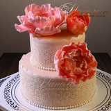 Свадебный торт с цветами №  201 С