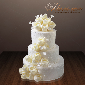 Свадебный торт с белыми розами №  203 С