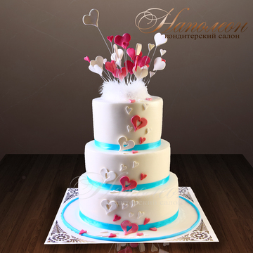 Свадебный торт с сердечками №  212 С