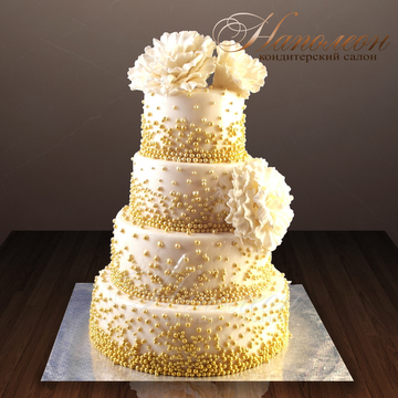 Свадебный торт с золотом №  248 С