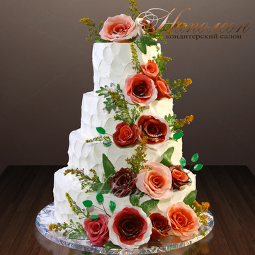 Свадебный торт сливки № 368 С