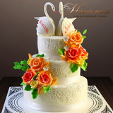 Свадебный торт с лебедями № 386 С