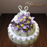 Свадебный торт  "Лебеди в цветах" №  070 С