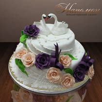 Свадебный торт с лебедями №  102 С