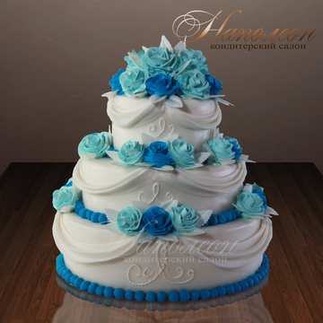Свадебный торт трехъярусный №  078 С